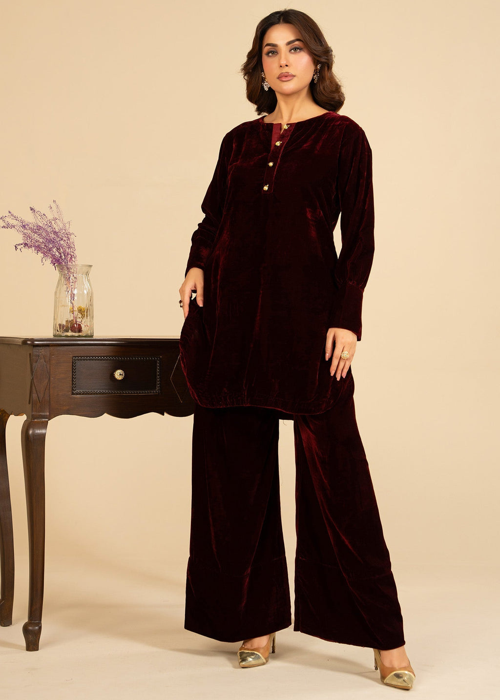 Momin Online Maroon Luxe Women 2pcs