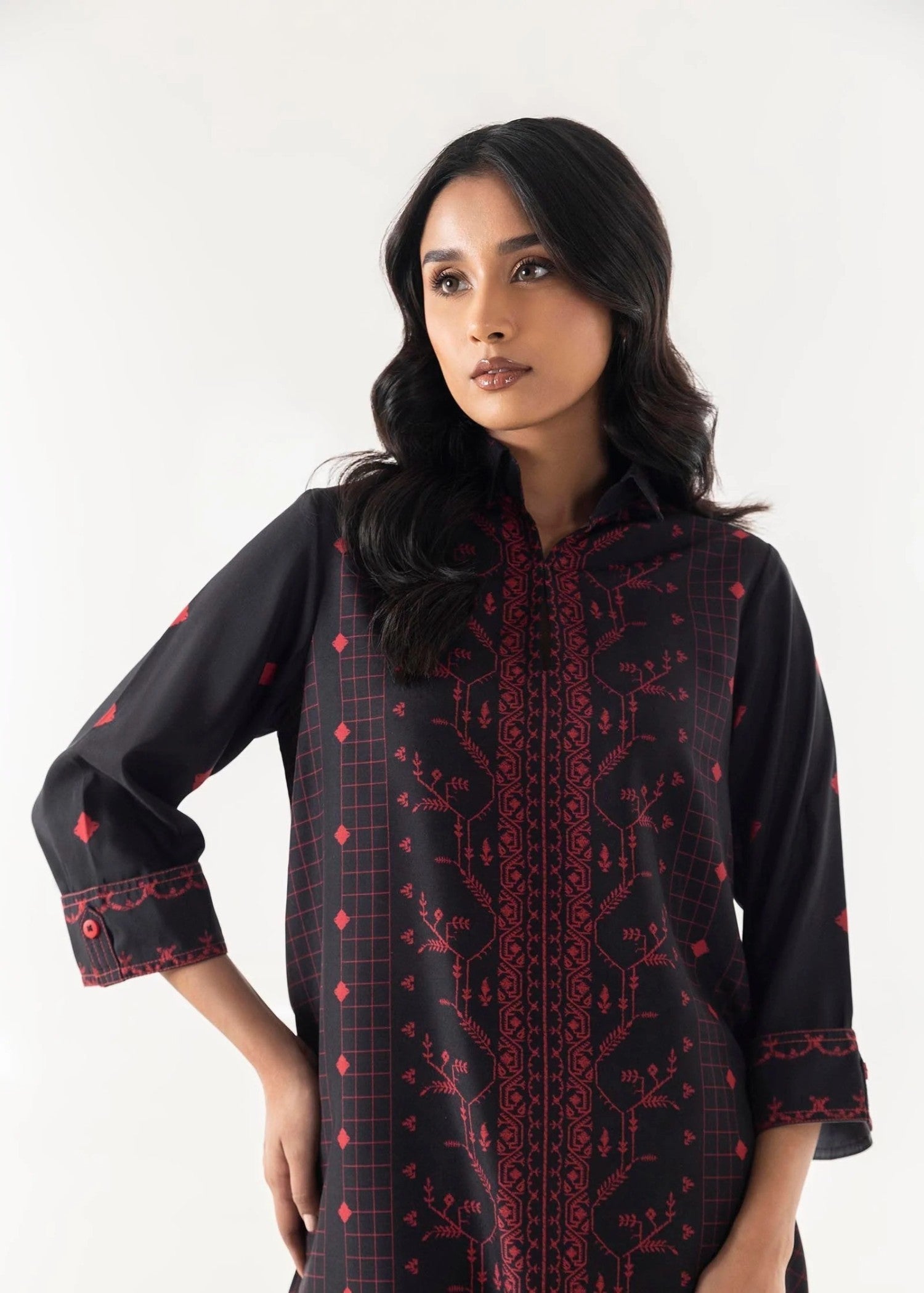 Sana Safinaz Stitched Black Printed Shirt SS25BSP304 Women 1pcs