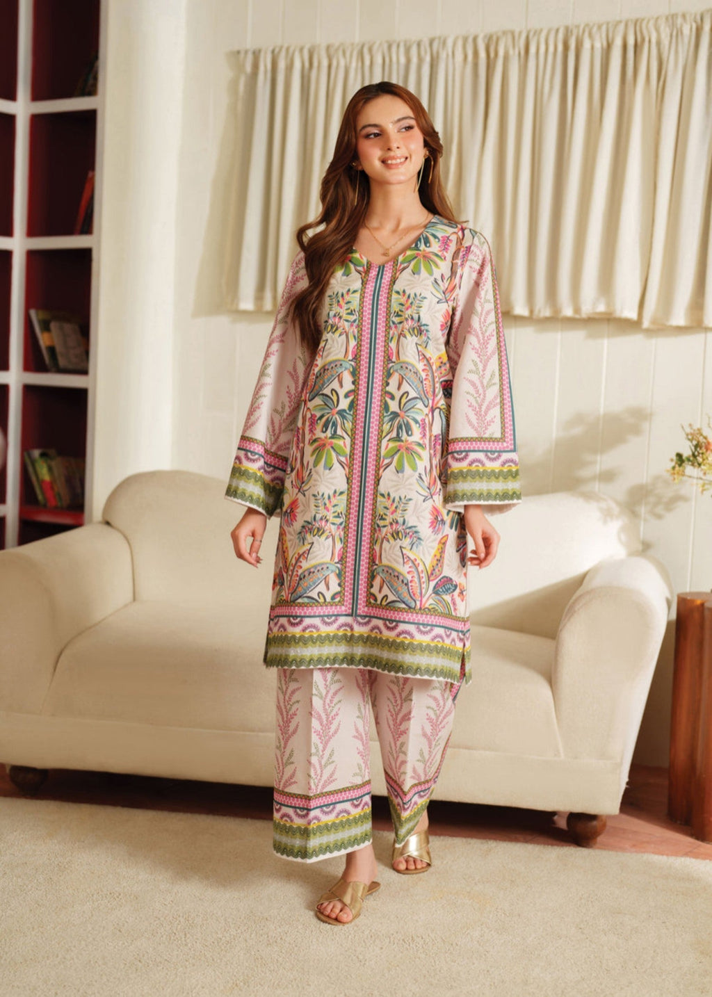 Midway Arts "Ballet – Pastel Charm Shamoze Suit | Elegant Printed Co ord Set" Women 2pcs