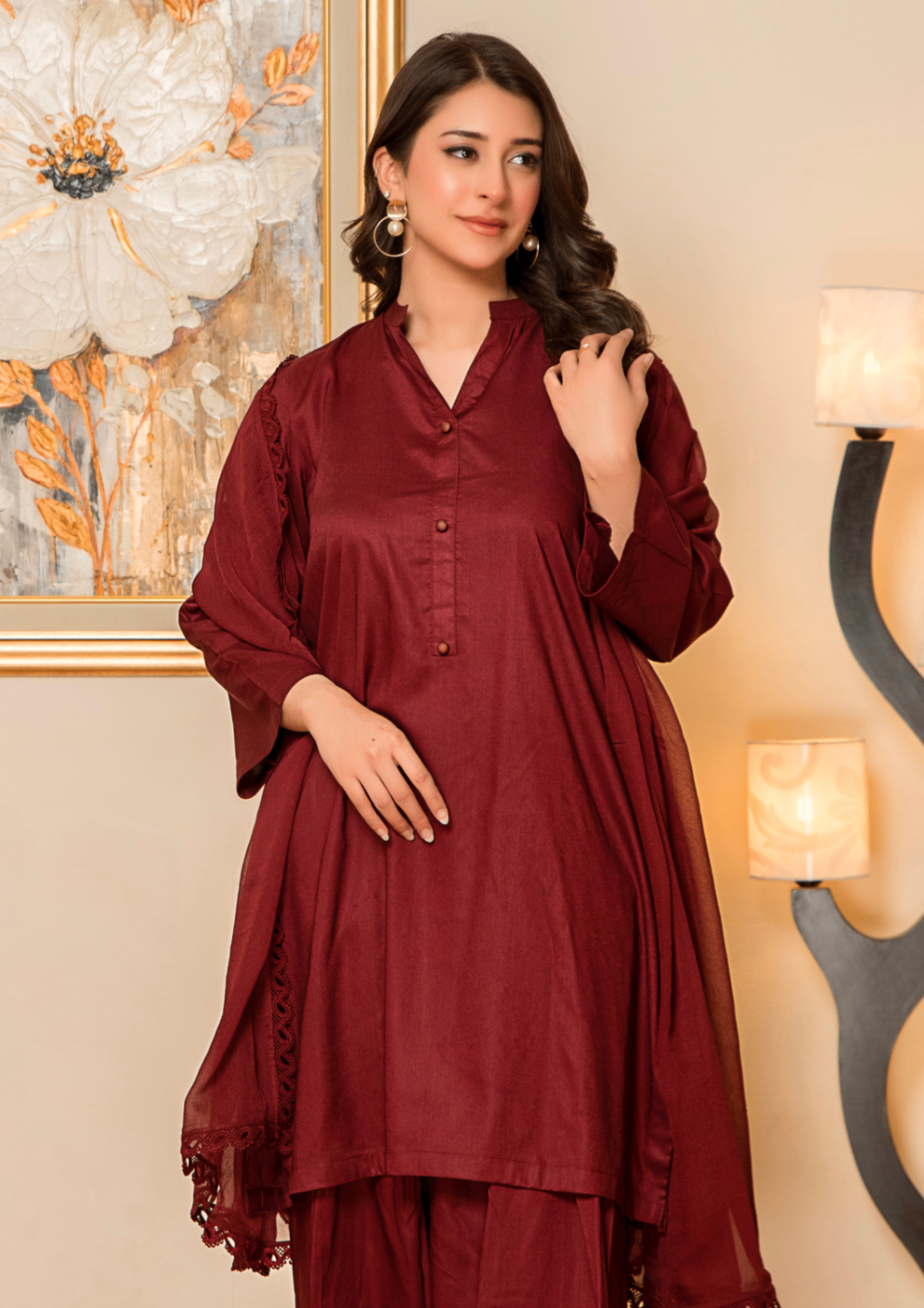 Yolo Pret Silk Viscose with Farshi Shalwar with Chiffon Dupatta JASHAN S25 0702 Women 3pcs