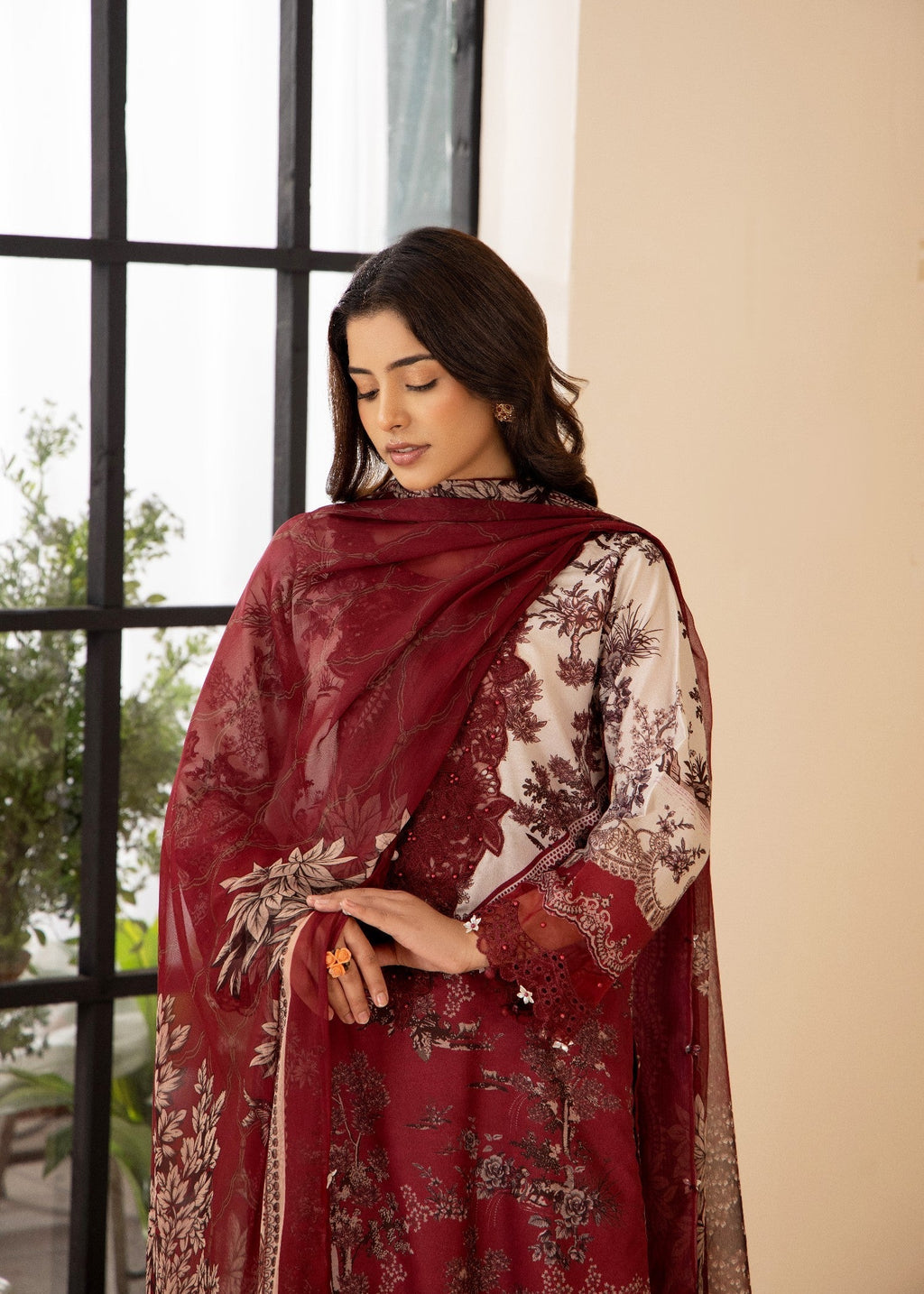 Khubsurat 4253 KH ST MAROON Printed Women 3pcs