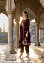 Bin Tayyab BT006529 RED MRN Women 3pcs