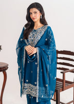 Four Season Boutique MEHERBAAN TEAL BLUE Women 3pcs