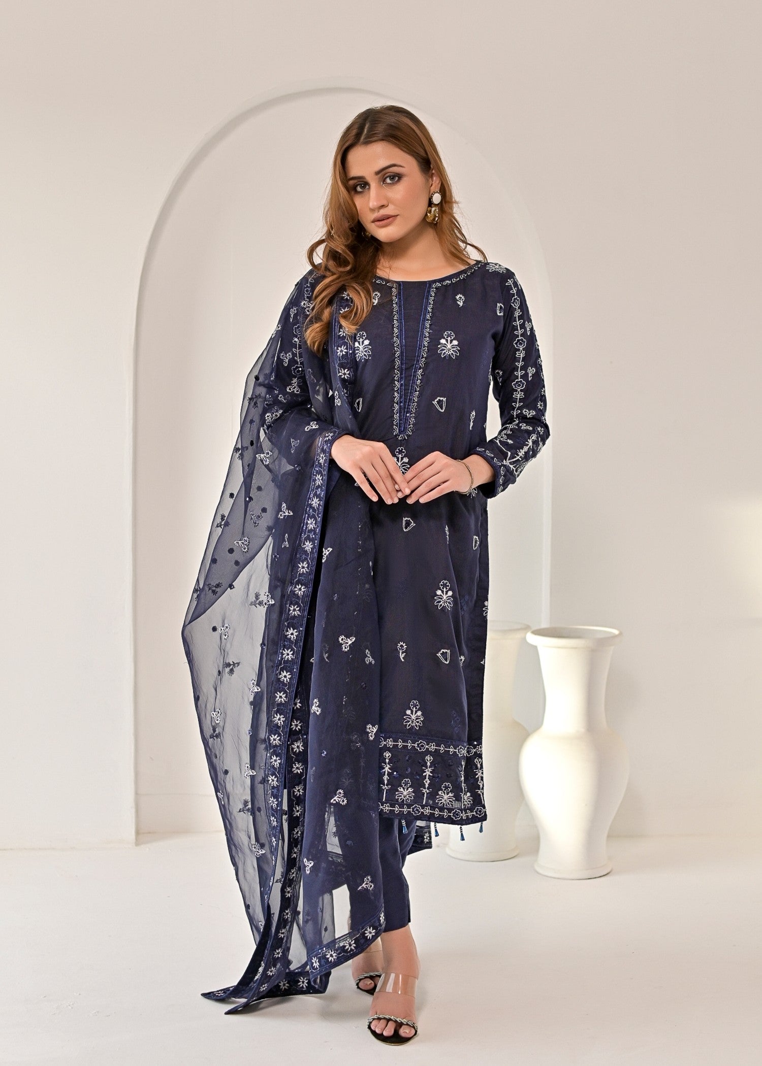 Qasim Anwer By Chandni Bridals LEILA (NAVY BLUE) Women 3pcs