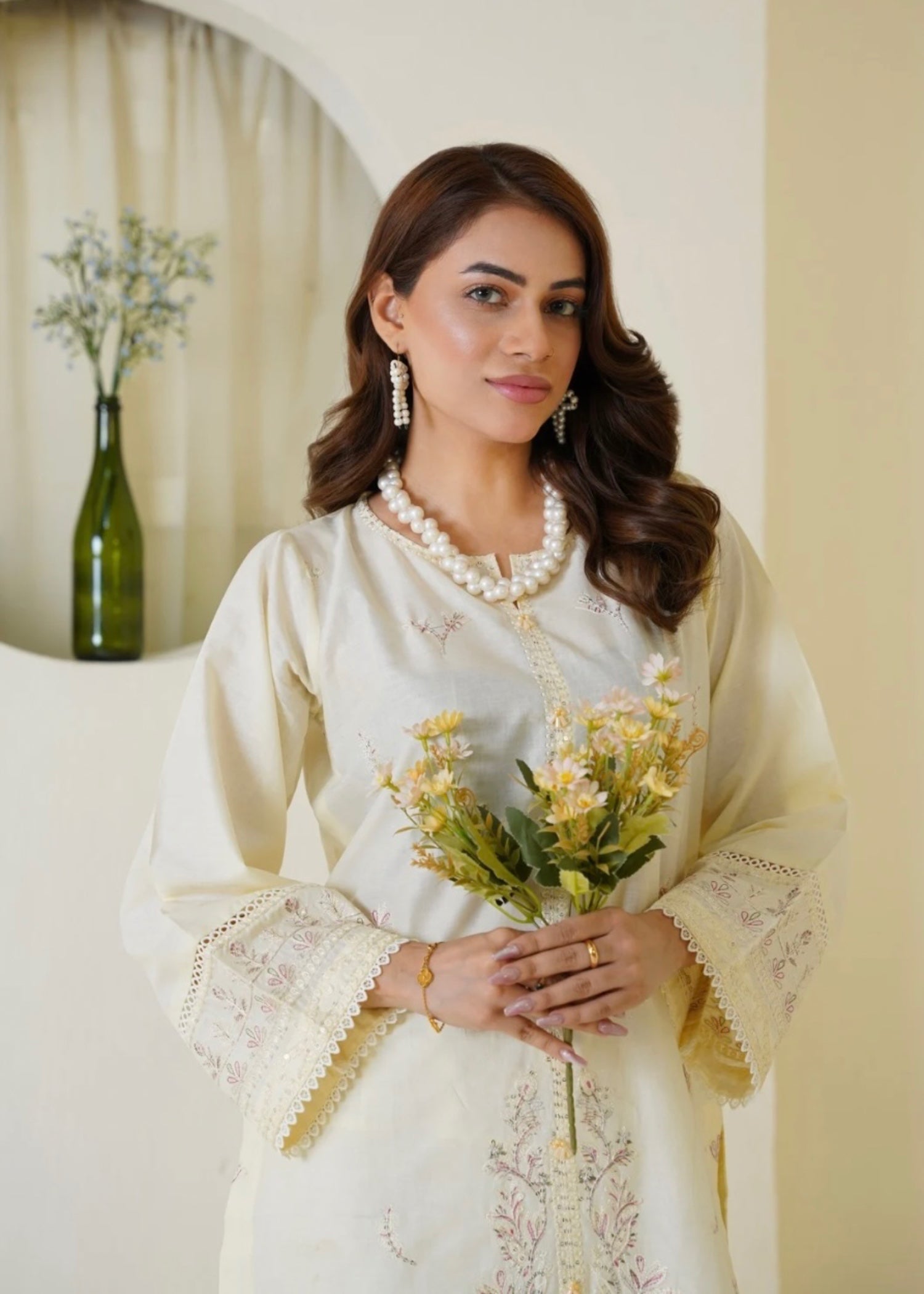 The Turkish Wear Rose White Set Women 2pcs