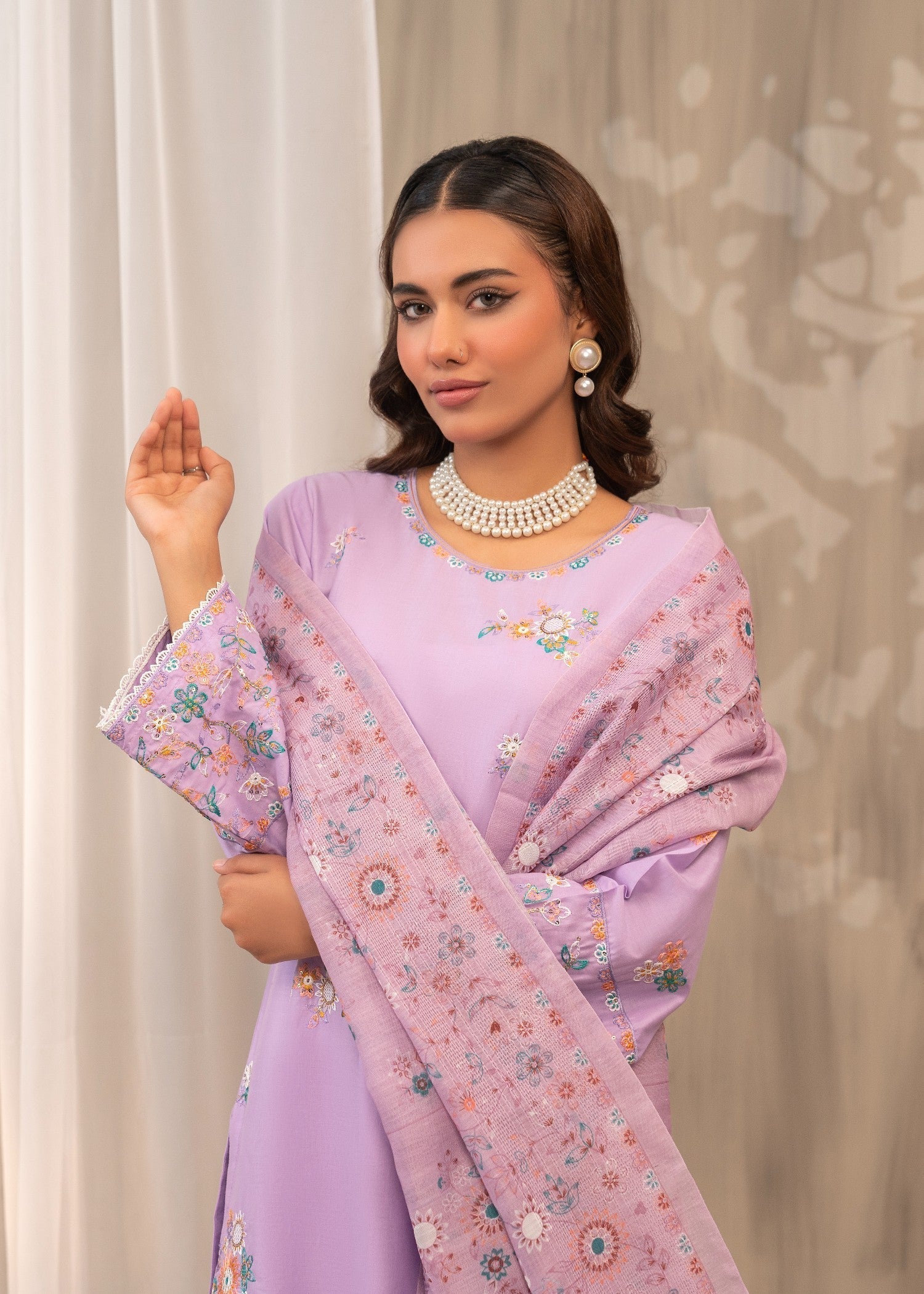 Shehroz Fashion Orchid Grace Lawn Embroidery Suit Women 3pcs