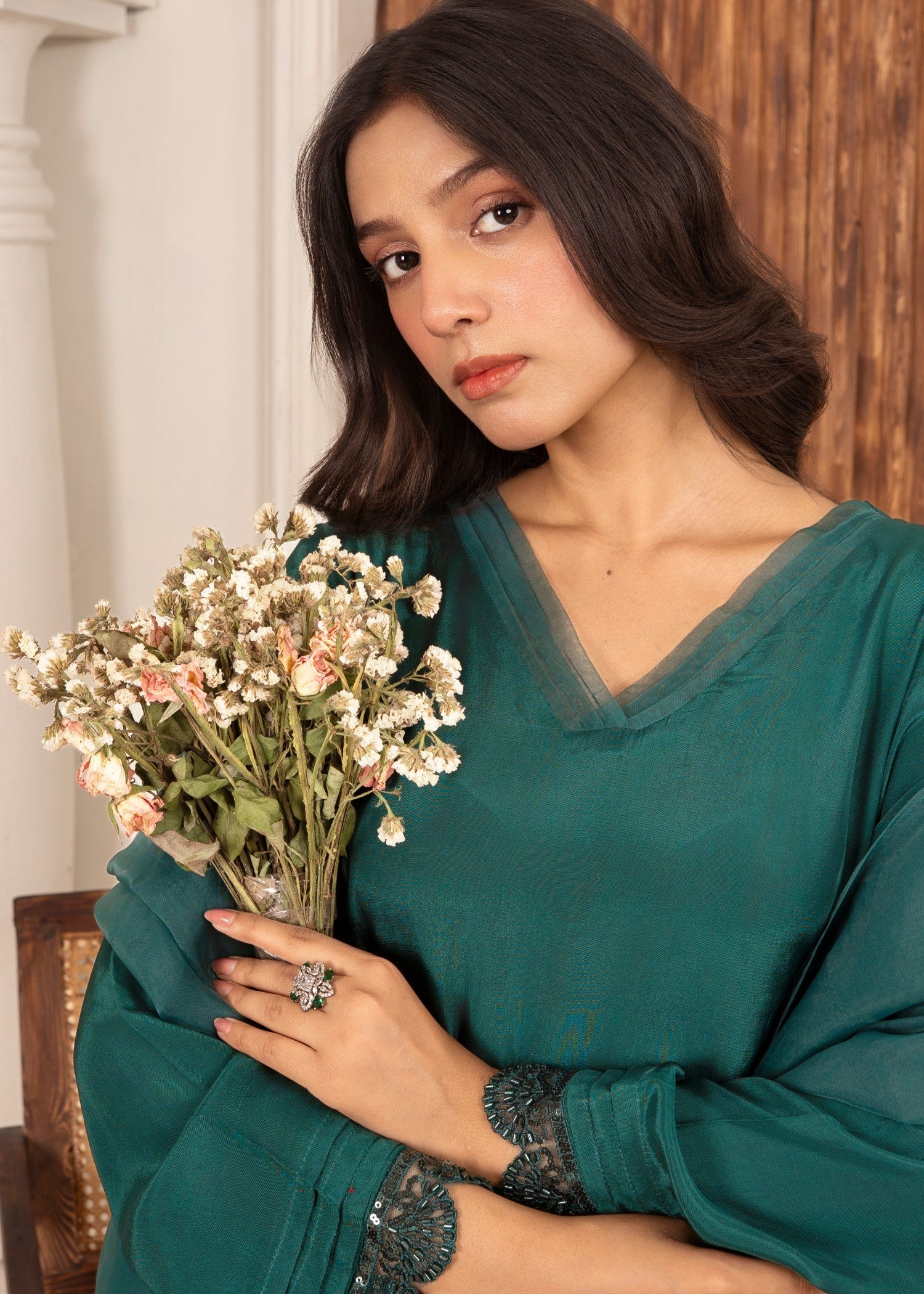 Ray Online Store Emerald Green Farshi Shalwar Set Women 3pcs