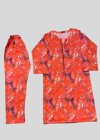 Salimas Women’s Stitched Lawn Suit – Red with Multicolor Floral Print Women 2pcs