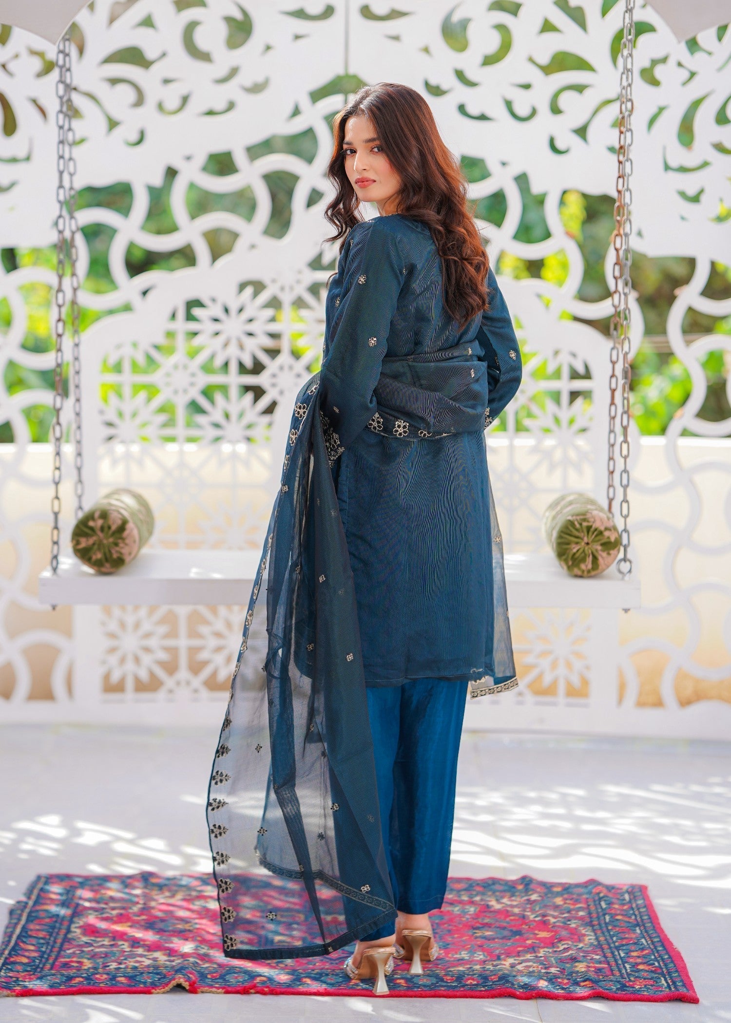 Abeera Midnight Bloom – Zariwork & Embroidered Khaddi Net Suit (Art No. H 002) Women 3pcs