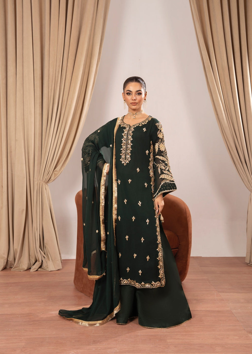 Maira Fashion Bottle green kurta set Women 4pcs