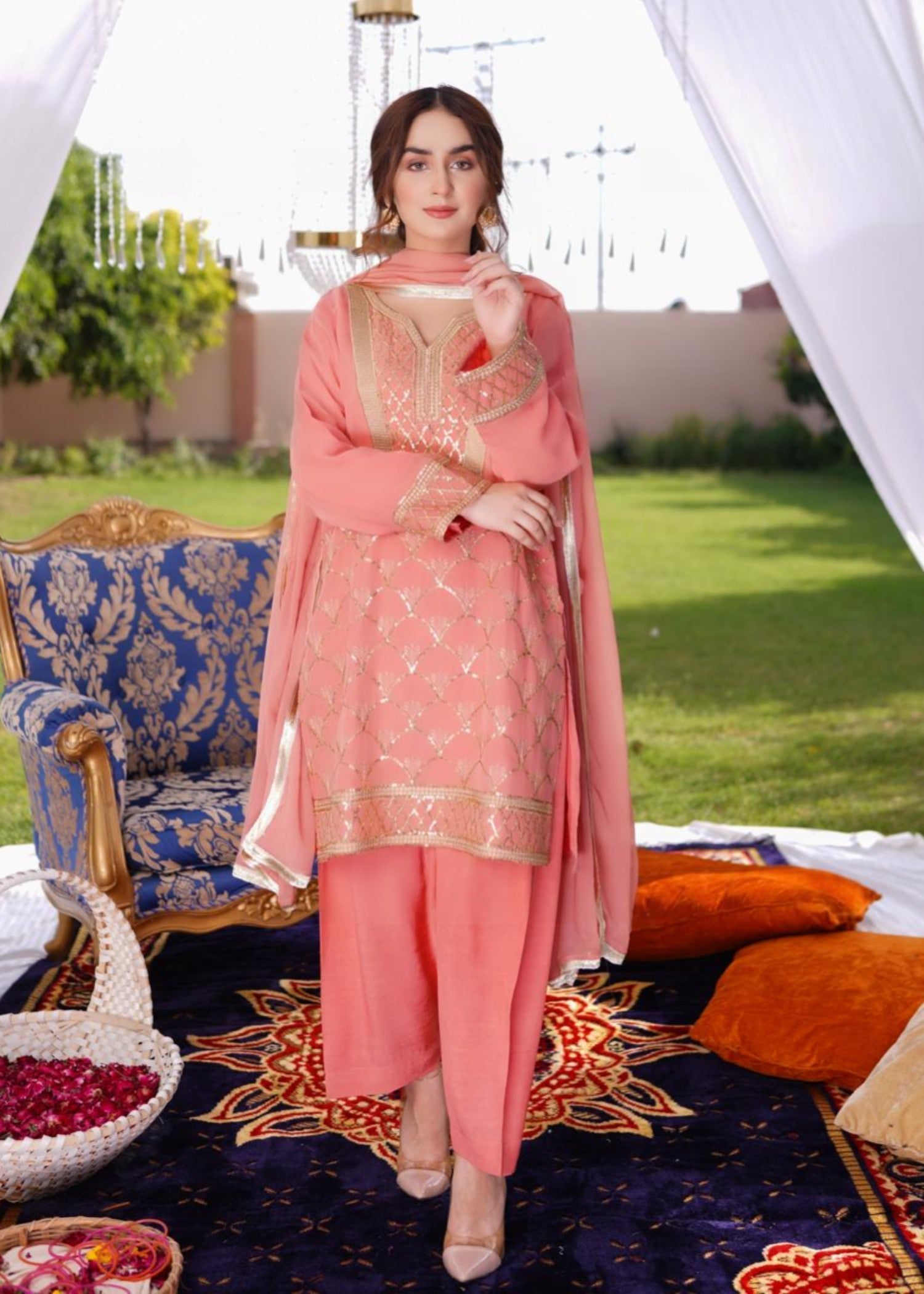 Akhrot Clothing Pink Festive Women 3pcs