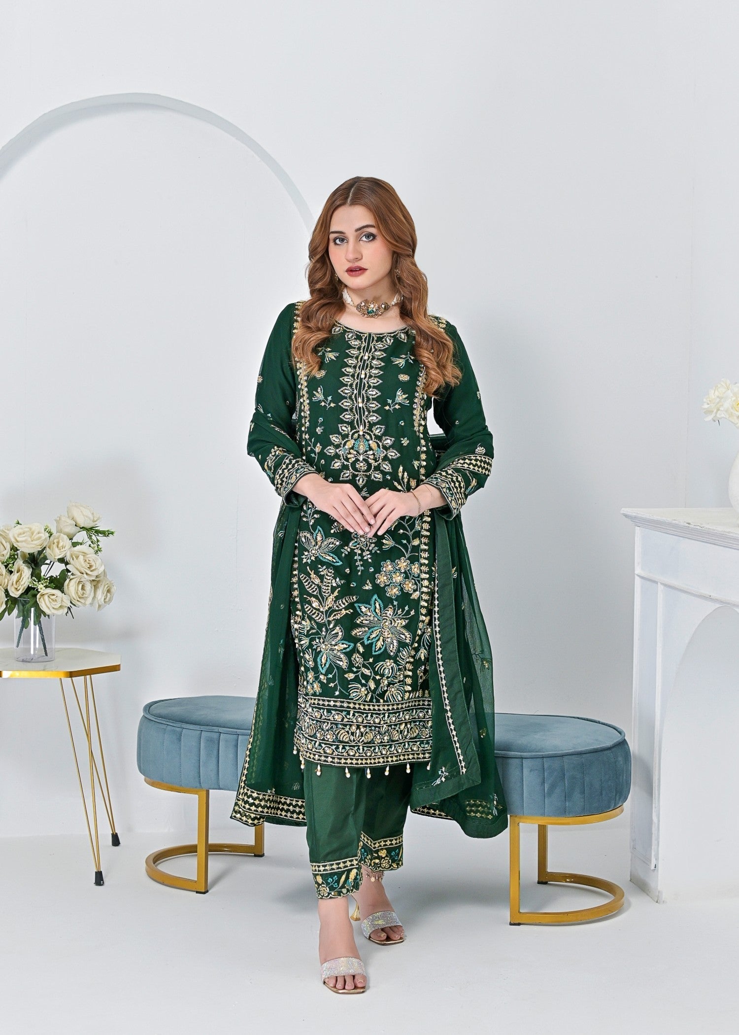 Qasim Anwer By Chandni Bridals ADARA (GREEN) Women 3pcs