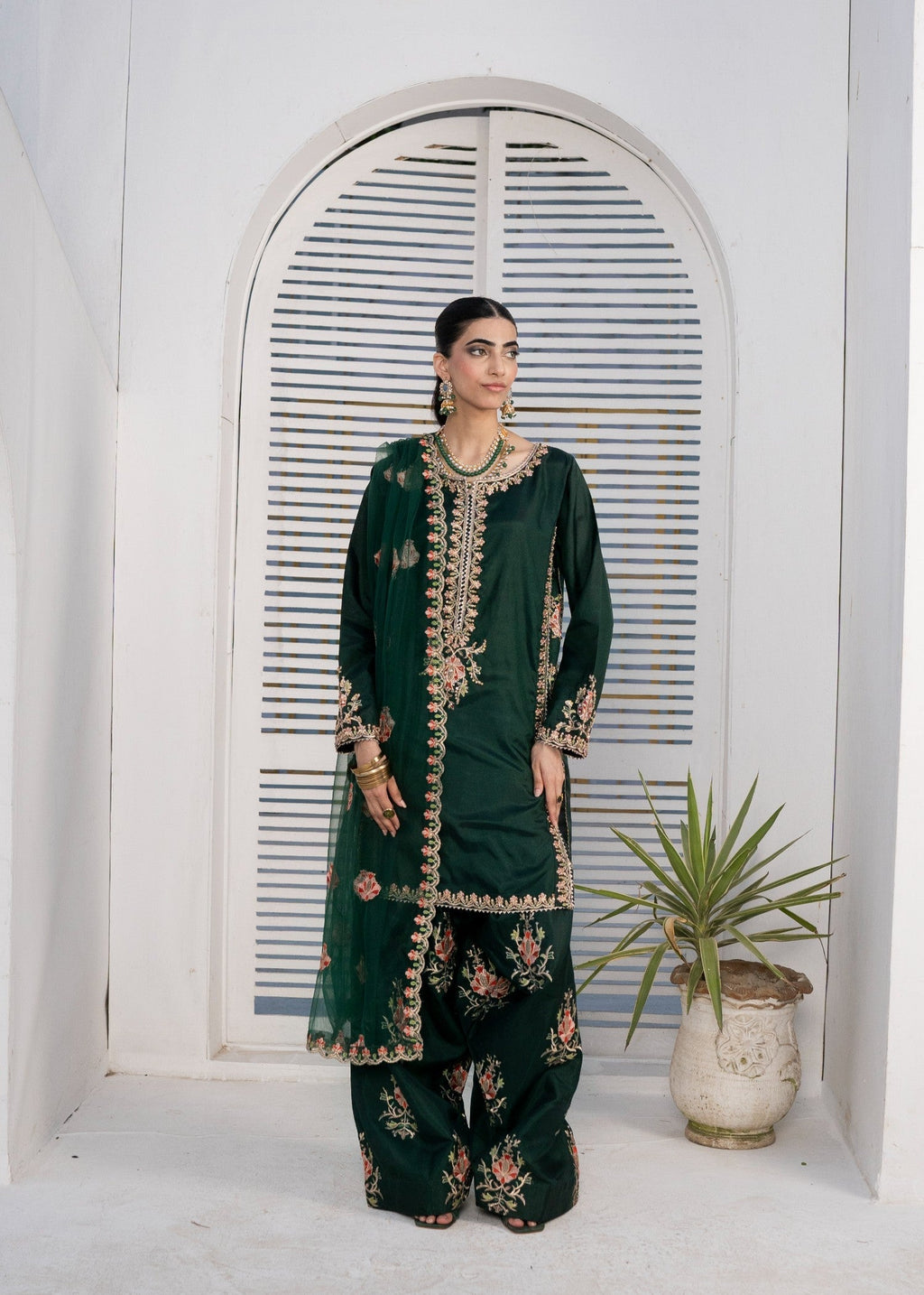 Pehnawa By Bin Akram’s Farshi Luxe Green | Silk Women 3pcs