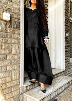 Akhrot Clothing Farshi Shalwar Black Women 2pcs