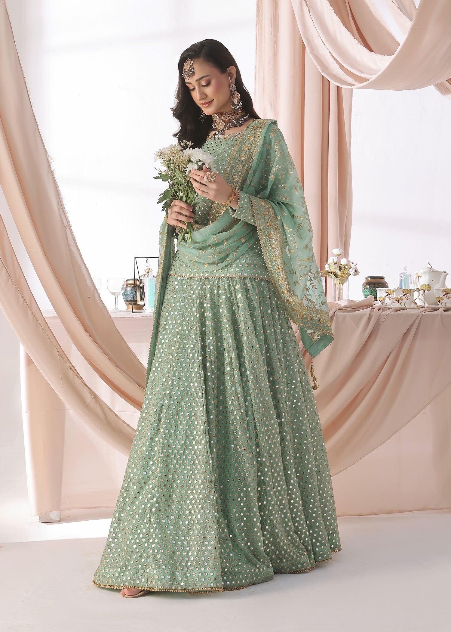 Ayesha Closet MEHJABEEN PASTEL GREEN Women 3pcs