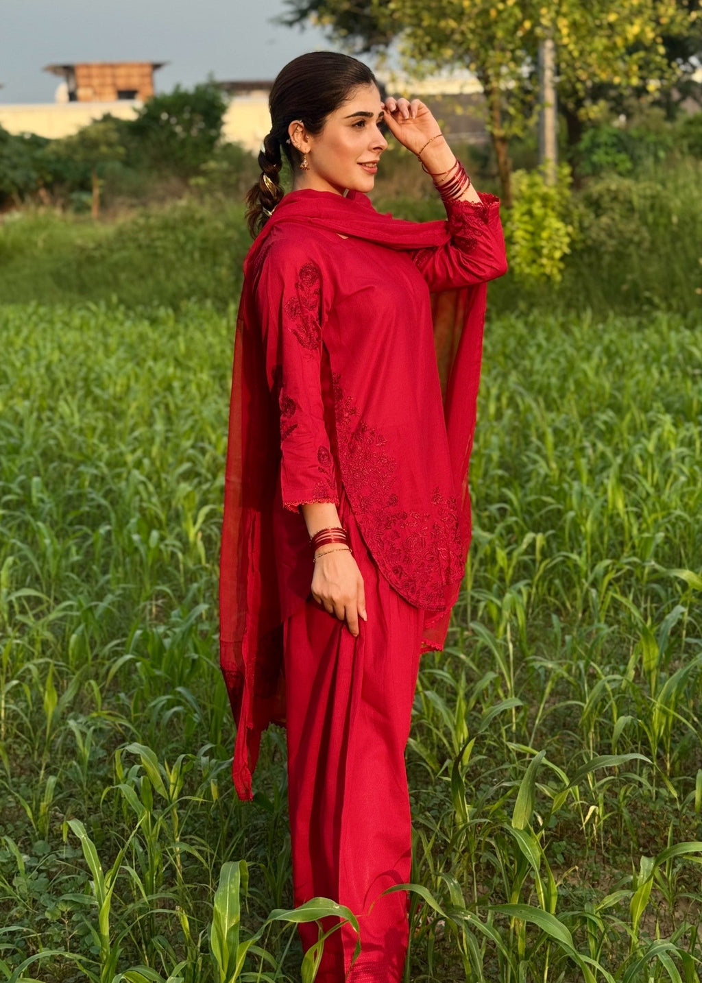 Imtiazbyalrubab Spice Red Farshi shalwar Set Women 3pcs