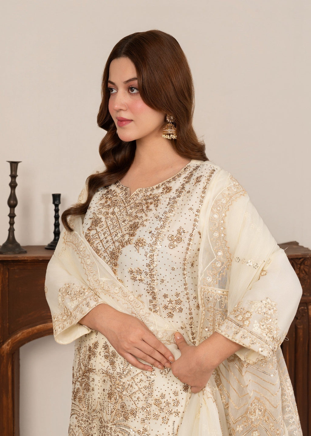 Four Season Boutique MAHAJABEEN CREAM Women 3pcs