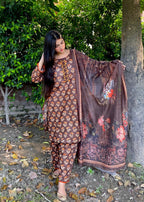 Namal Zara Ltd Brownish Mini Floral Co Ord Set Lawn Women 3pcs