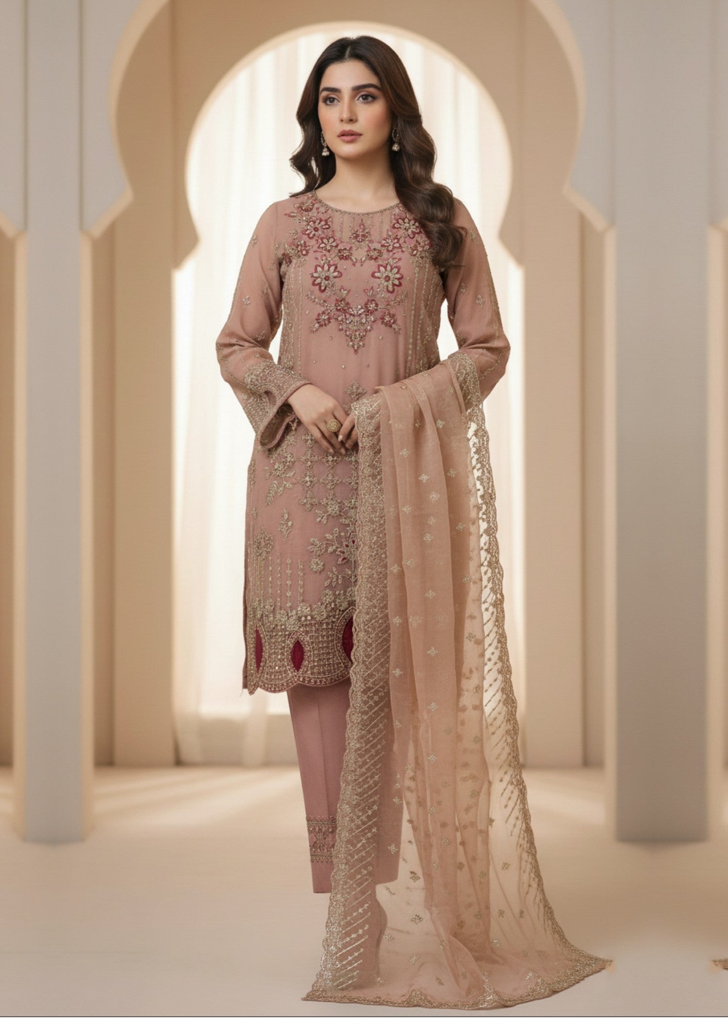 Diara Couture SUHANA US 587 PEACH Women 3pcs