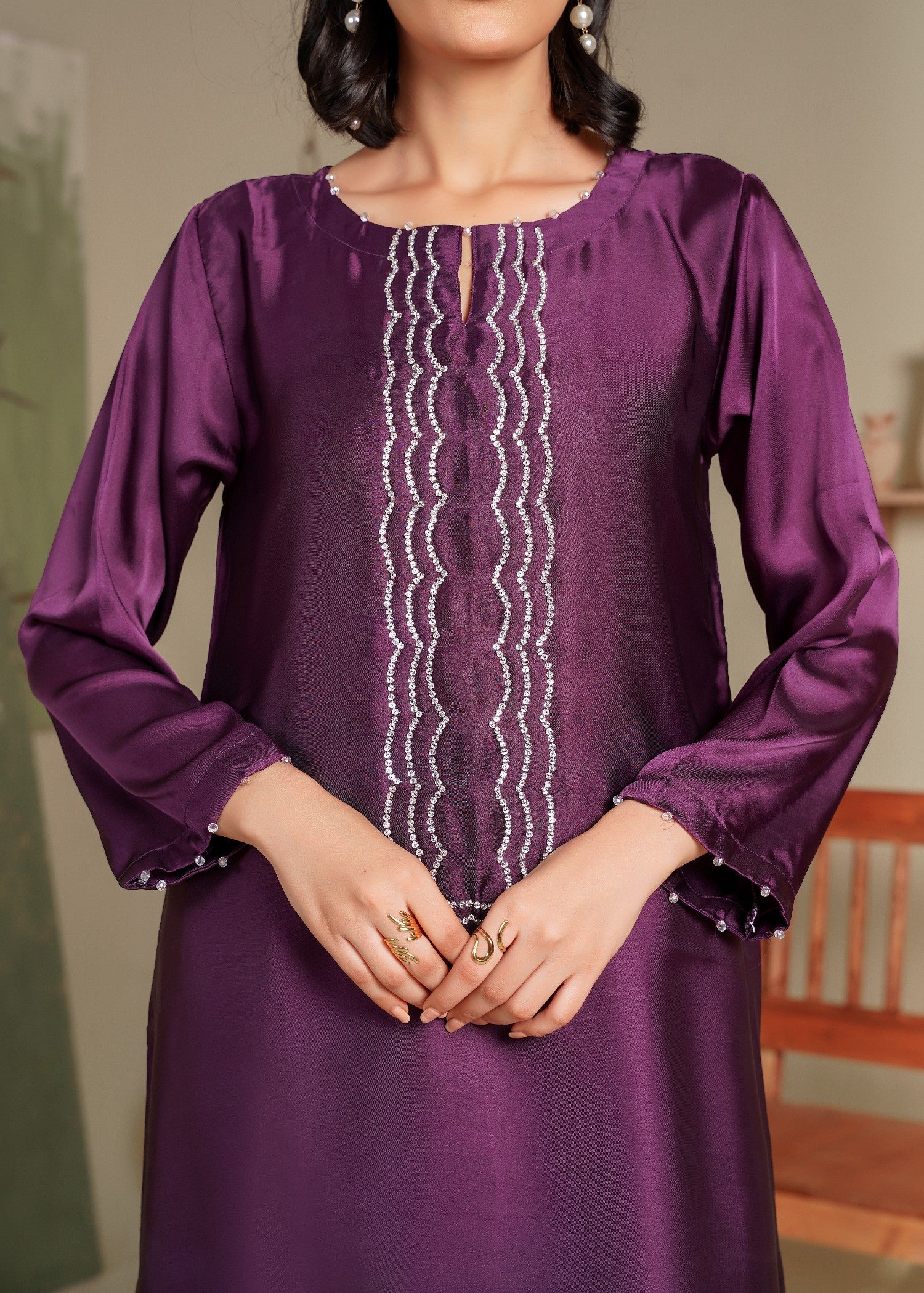 Rangoon Clothing Hania Silken Plum Women 3pcs