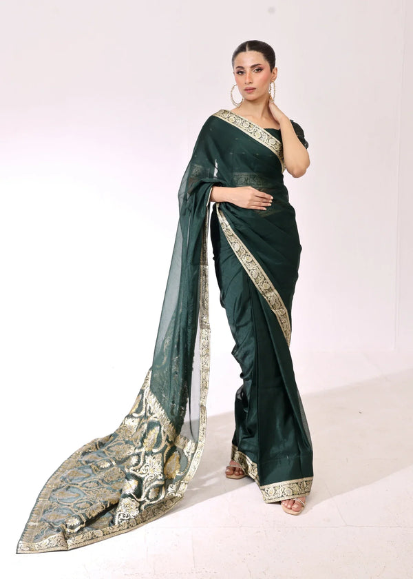 Ripret Emerald Banarsi Saree Women 3pcs