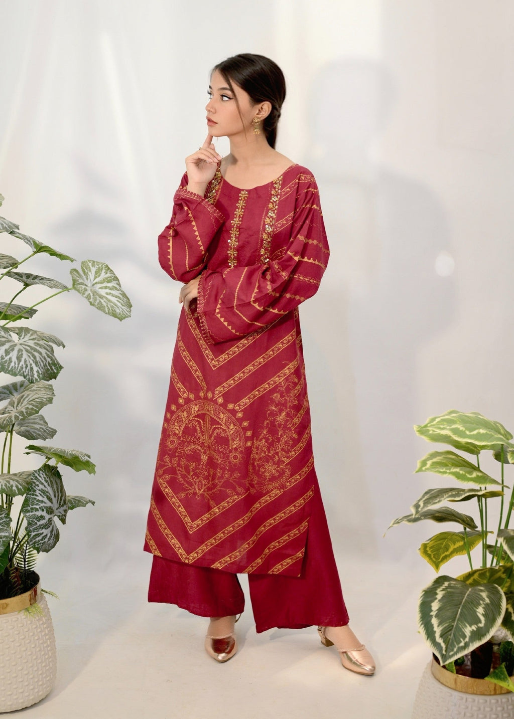 Virrora.Pk FIZAA MAROON Women 2pcs