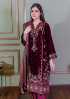 Rangoon Clothing Roshana Maroon Velvetine Women 3pcs
