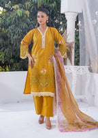 Sajfi Closet Luxury Cotton Stitched for Women | Mustard Women 3pcs