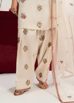 Maira Fashion Ivory Embroidered Kurta Set Women 3pcs