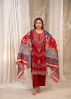 Shehroz Fashion Maroon Majesty Women 3pcs