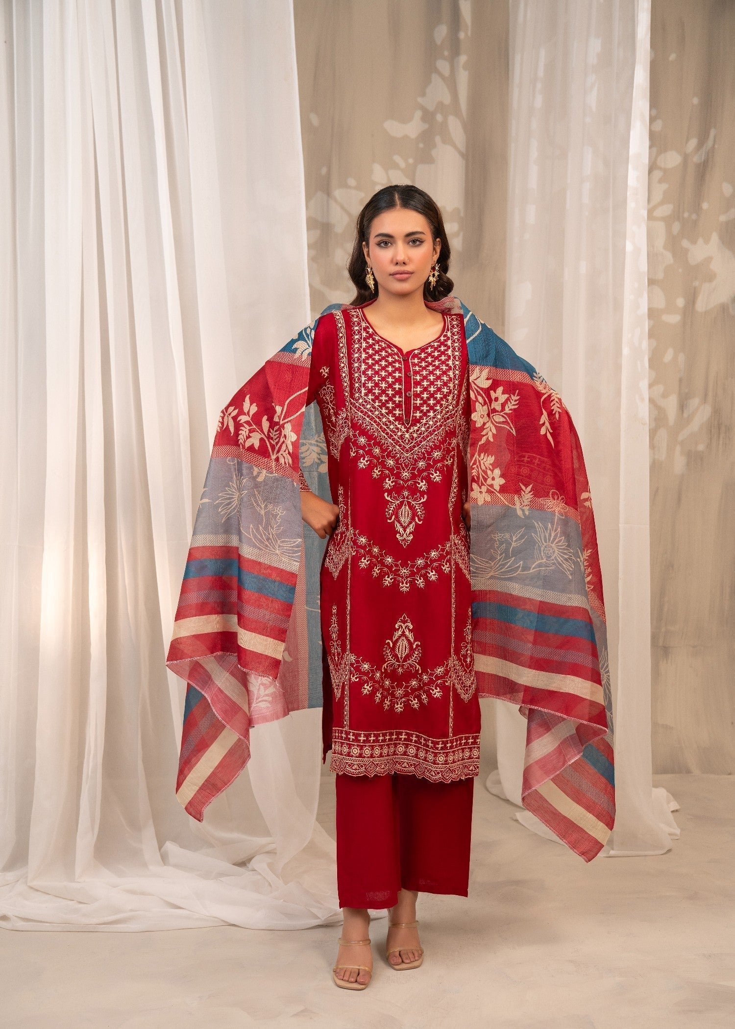 Shehroz Fashion Maroon Majesty Women 3pcs
