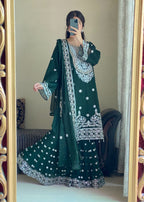 Four Season Boutique FARSHI GHARRARA BOTTLE GREEN Women 3pcs