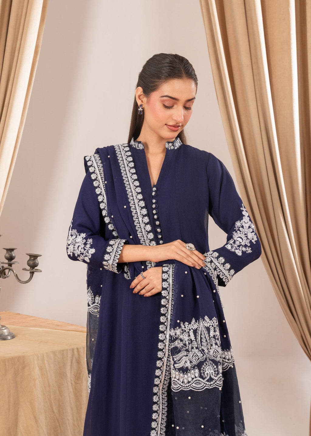 Four Season Boutique NIMRA PISHWAS NAVY BLUE Women 3pcs