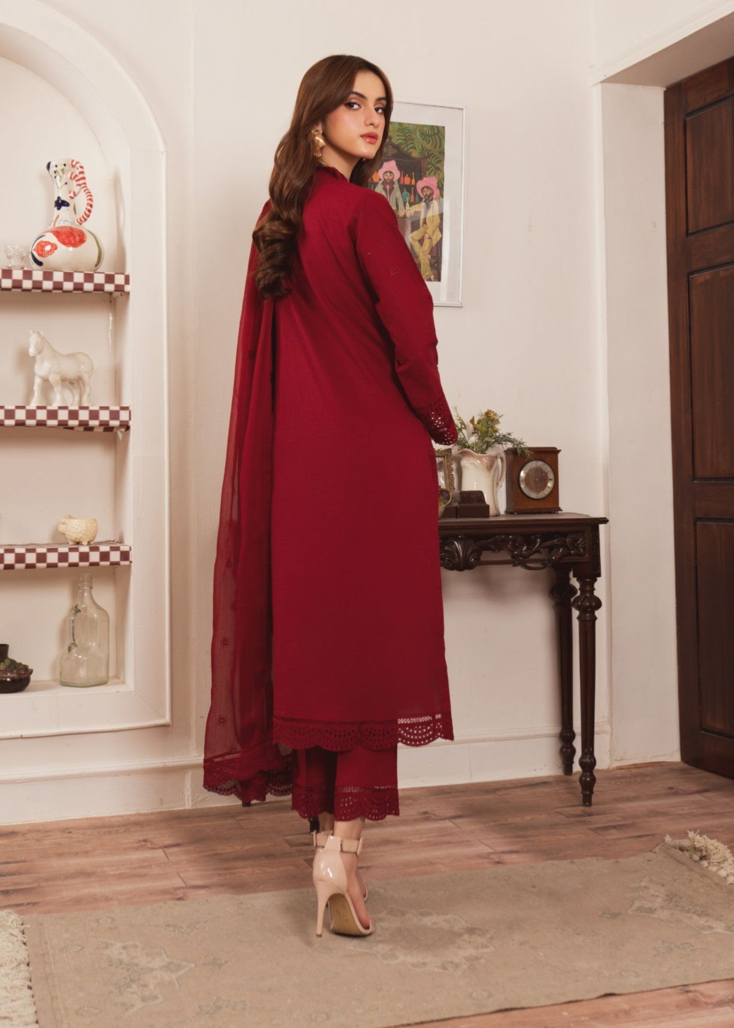 Al-Harir Apparel Geet Maroon Women 3pcs