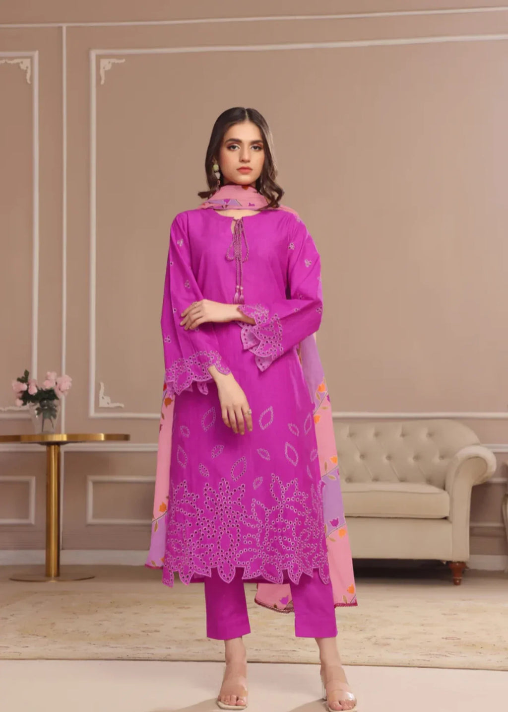 Luxeurs Dahlia Embroidered Lawn Dress Women 3pcs