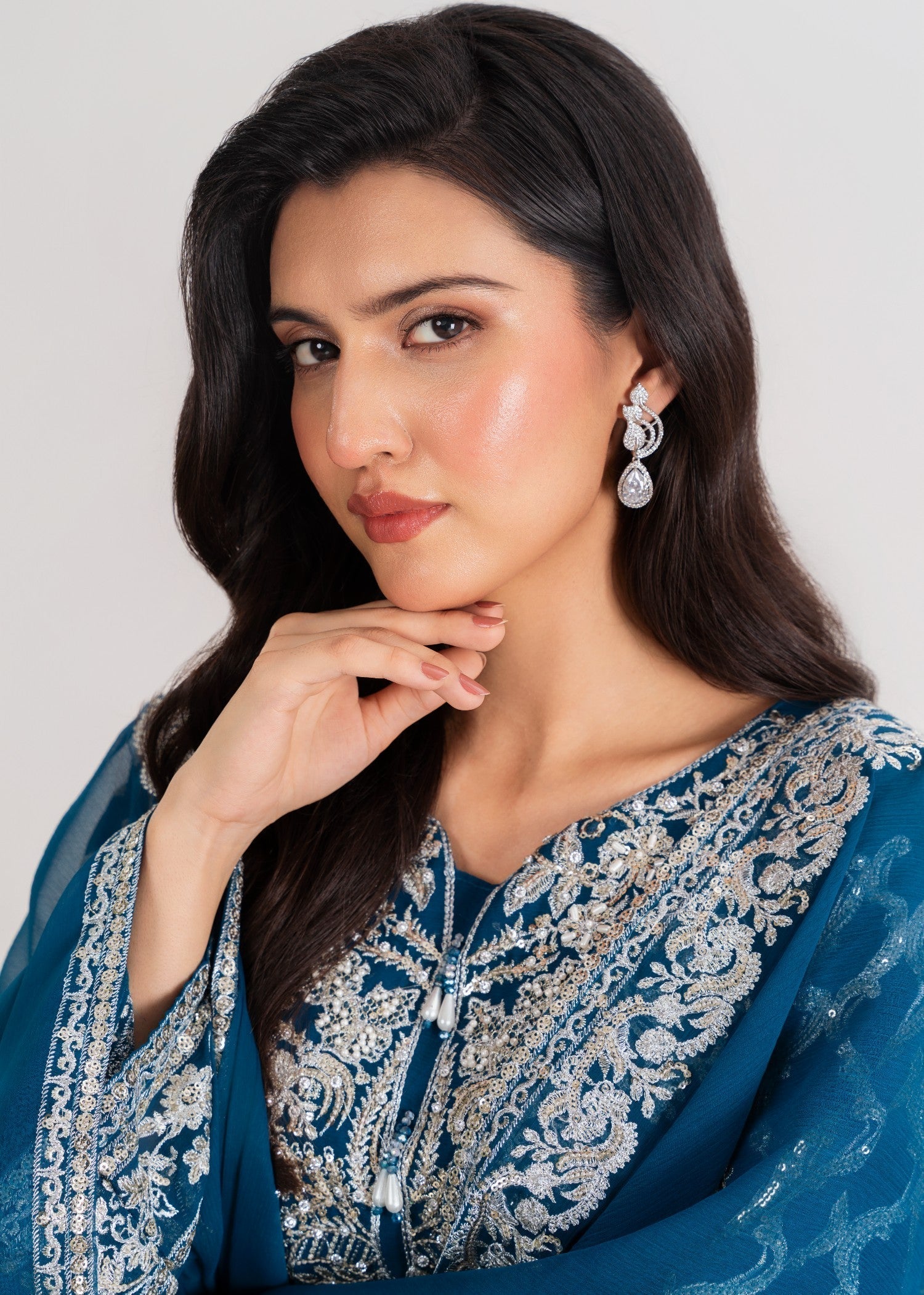 Four Season Boutique MEHERBAAN TEAL BLUE Women 3pcs