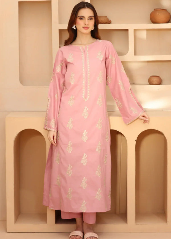 Sabahaats Embroidered Pink Lawn Suit Women 2pcs