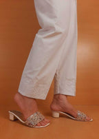 Zardi Embroided Cotton Trouser White PT02 Women 1pcs
