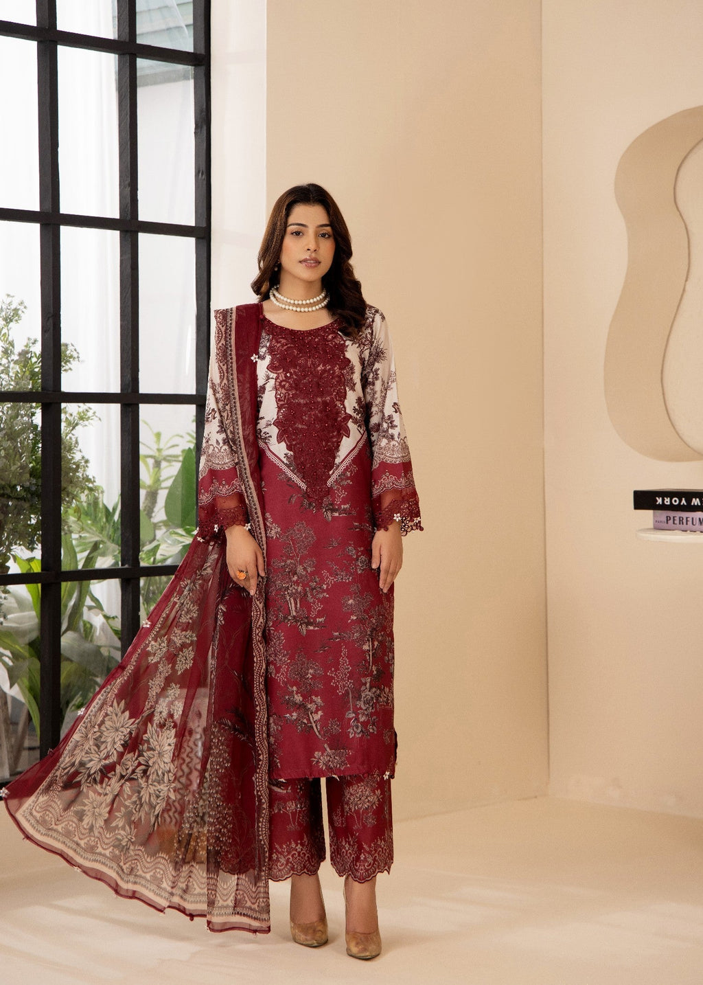 Khubsurat 4253 KH ST MAROON Printed Women 3pcs