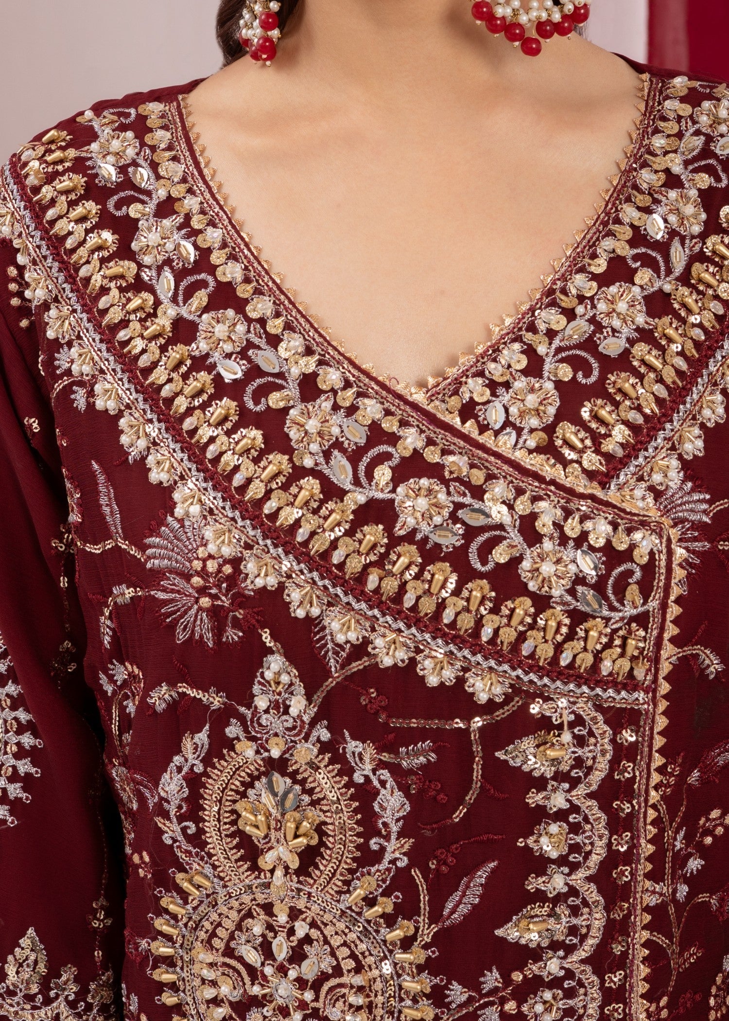 Four Season Boutique SAJAL CRUSH PLAZZO MARRON Women 3pcs