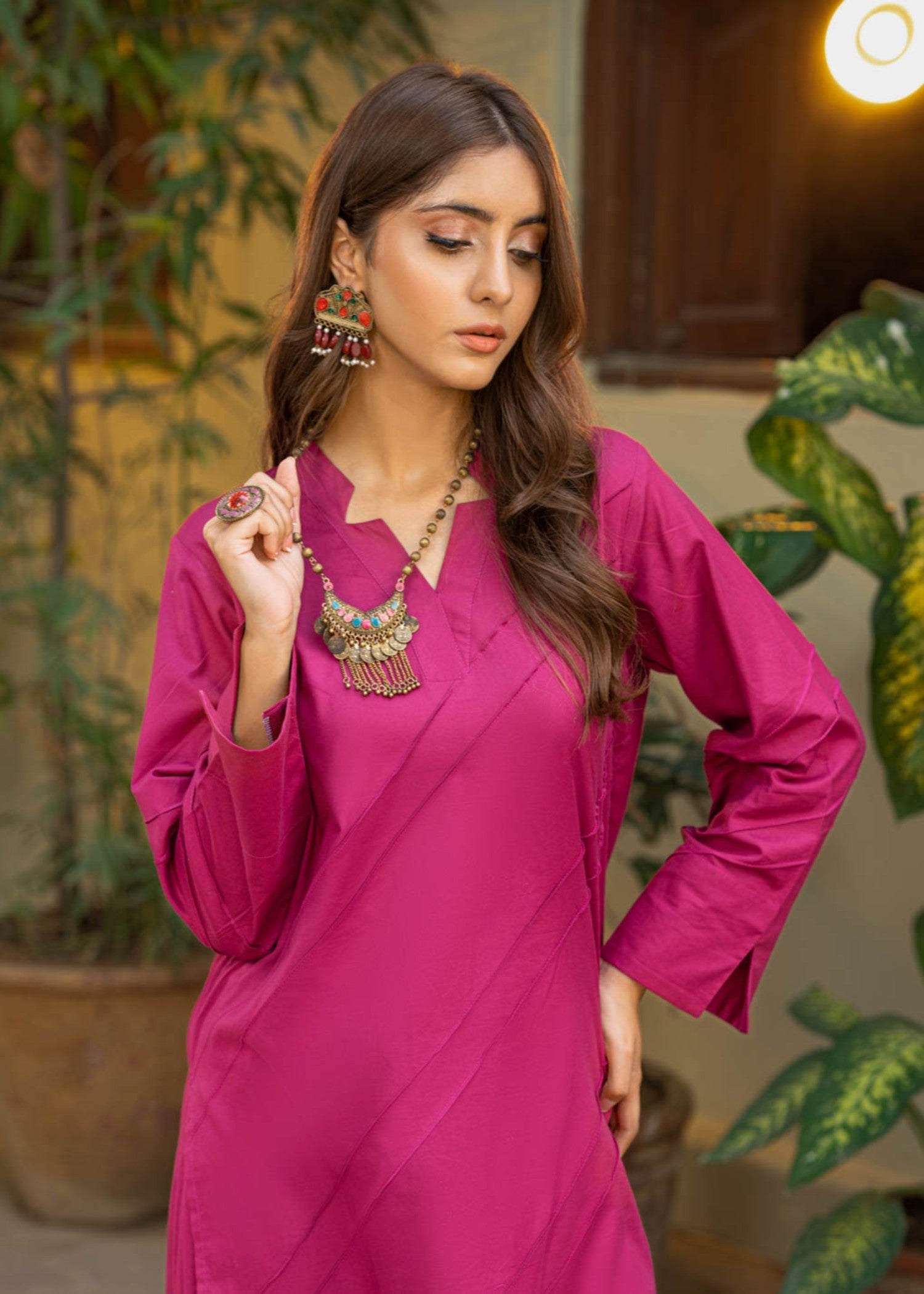 Tng (The Next Generation) Rangat Co Ord Set | Hot pink Women 2pcs