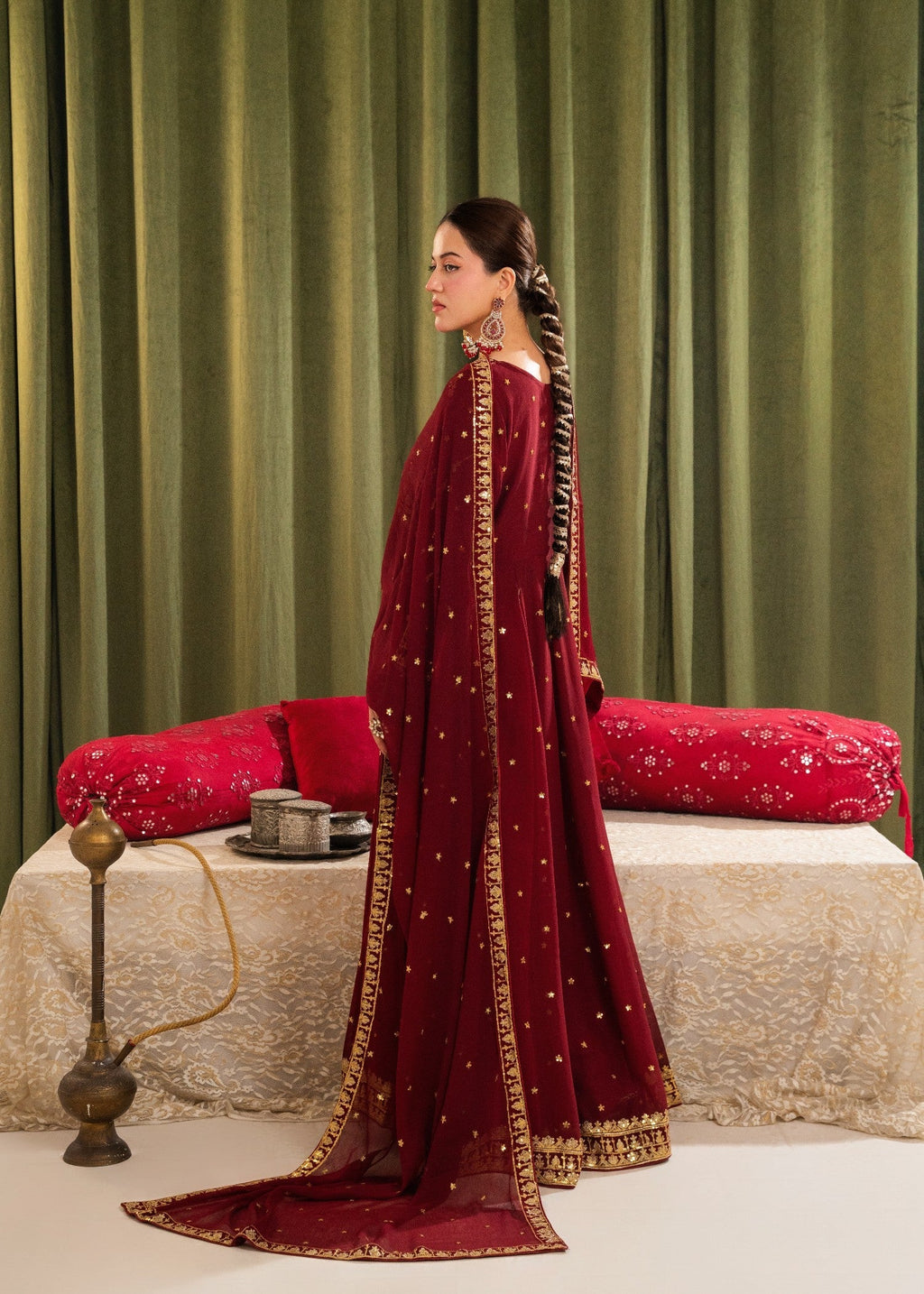 Qasim Anwer By Chandni Bridals MAHSATI (MAROON) Women 3pcs