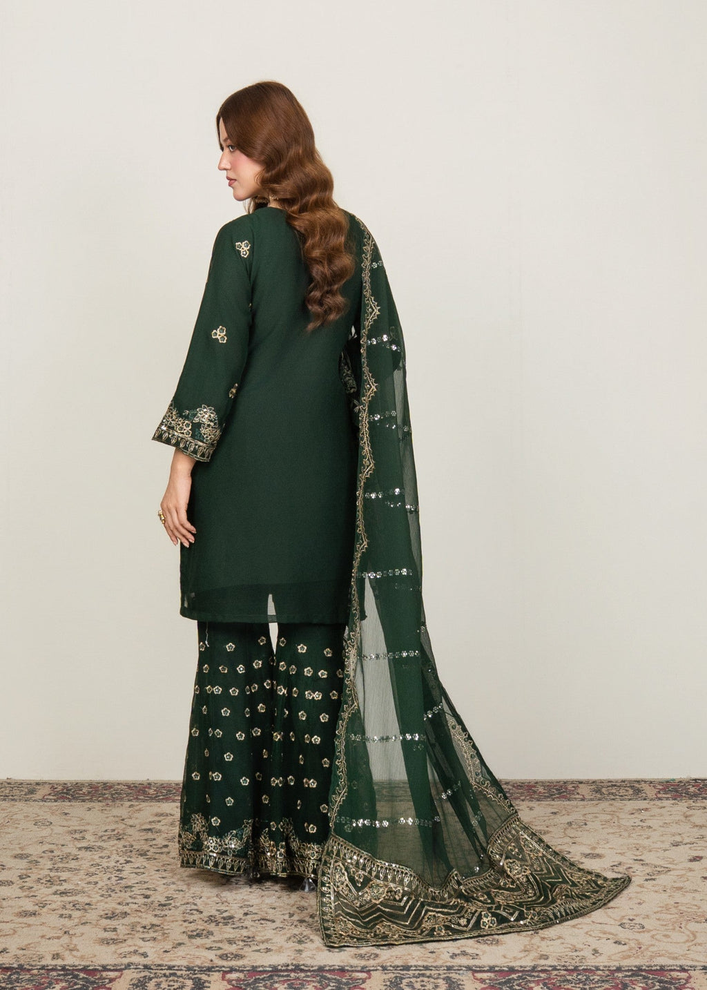 Four Season Boutique MAHAJABEEN BOTTLE GREEN Women 3pcs