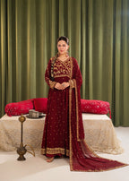 Qasim Anwer By Chandni Bridals MAHSATI (MAROON) Women 3pcs
