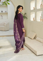 Designer Rack Dhanak embraided purple Women 3pcs