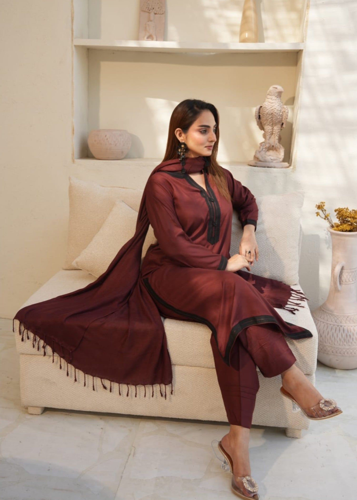 Designer Rack plain designer stitch brown Women 3pcs