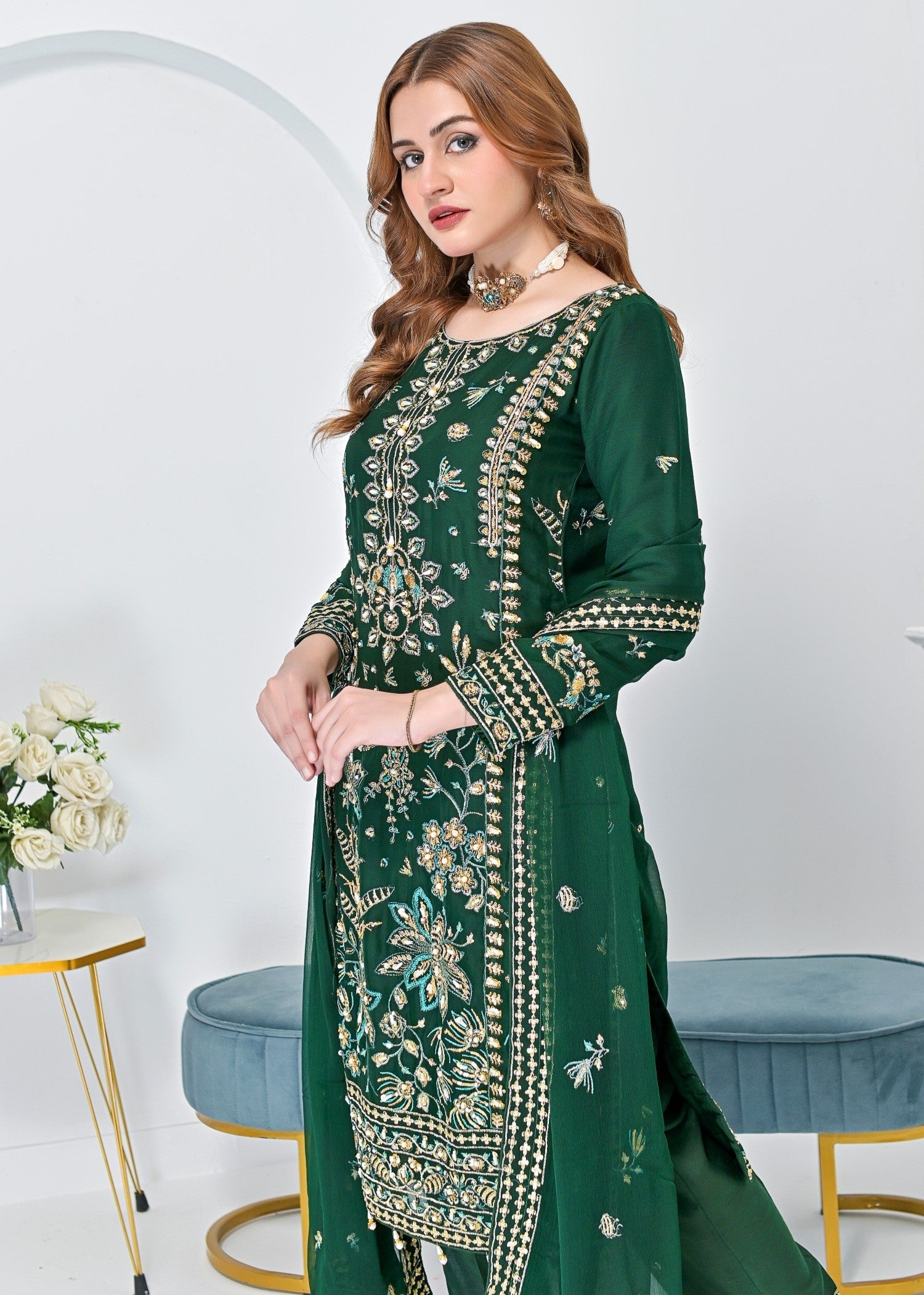 Qasim Anwer By Chandni Bridals ADARA (GREEN) Women 3pcs