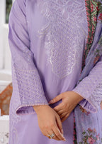 Sajfi Closet Luxury Cotton Stitched Suit for Women | Lavender Women 3pcs