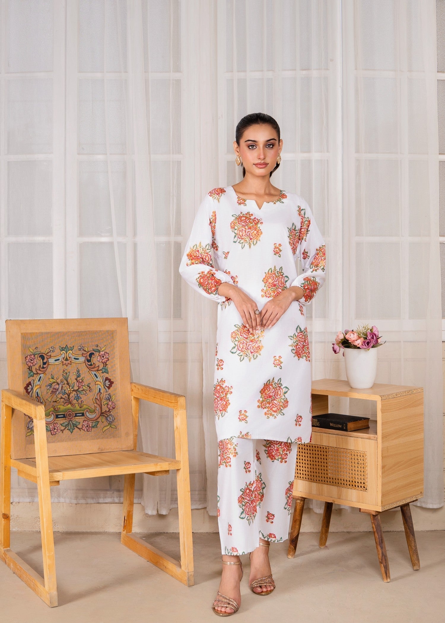 Gulposh Ghulab (Stitched Printed ) White Women 2pcs