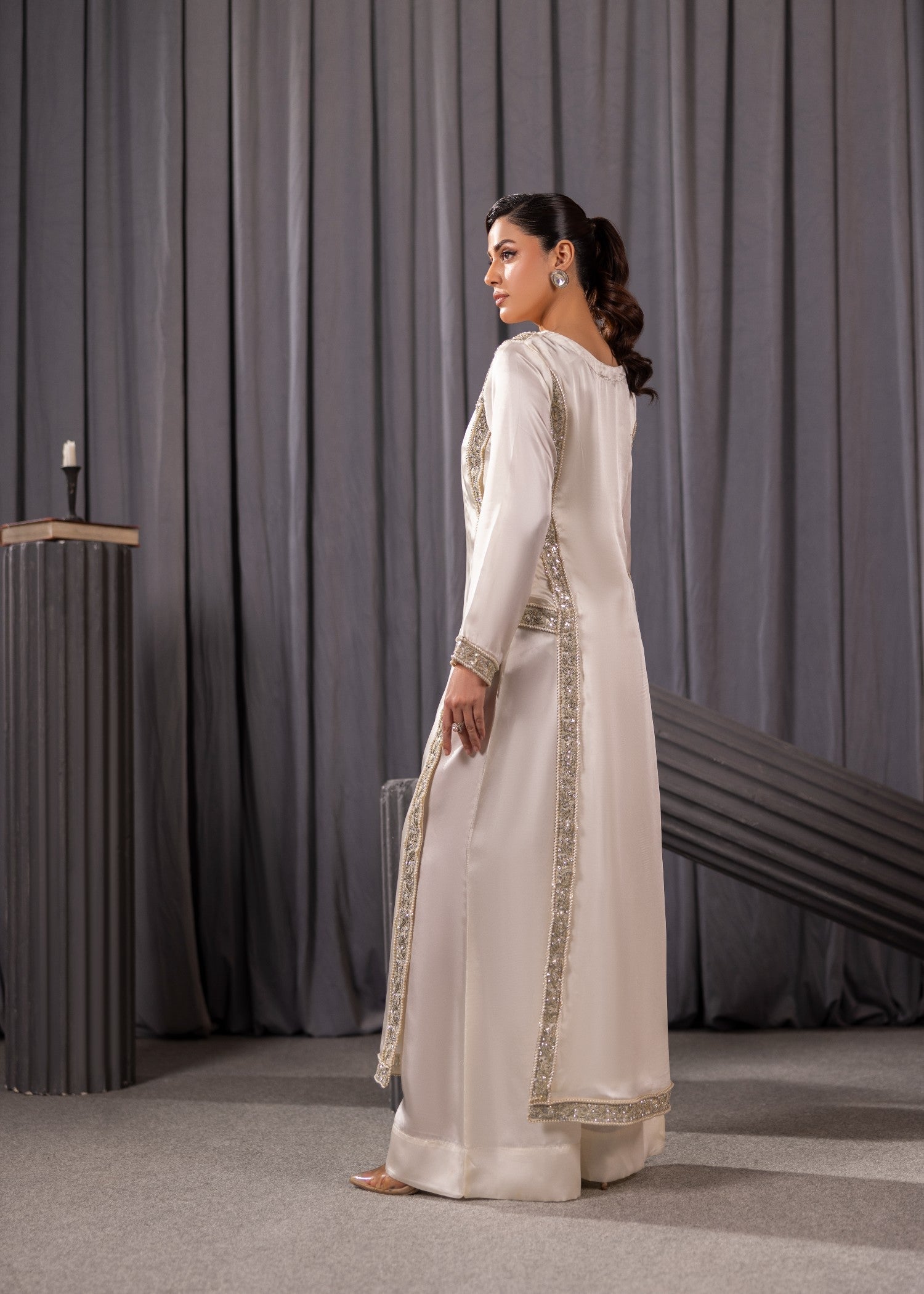 Alyssa OFFWHITE SILK SHUIT ALN02 Women 2pcs